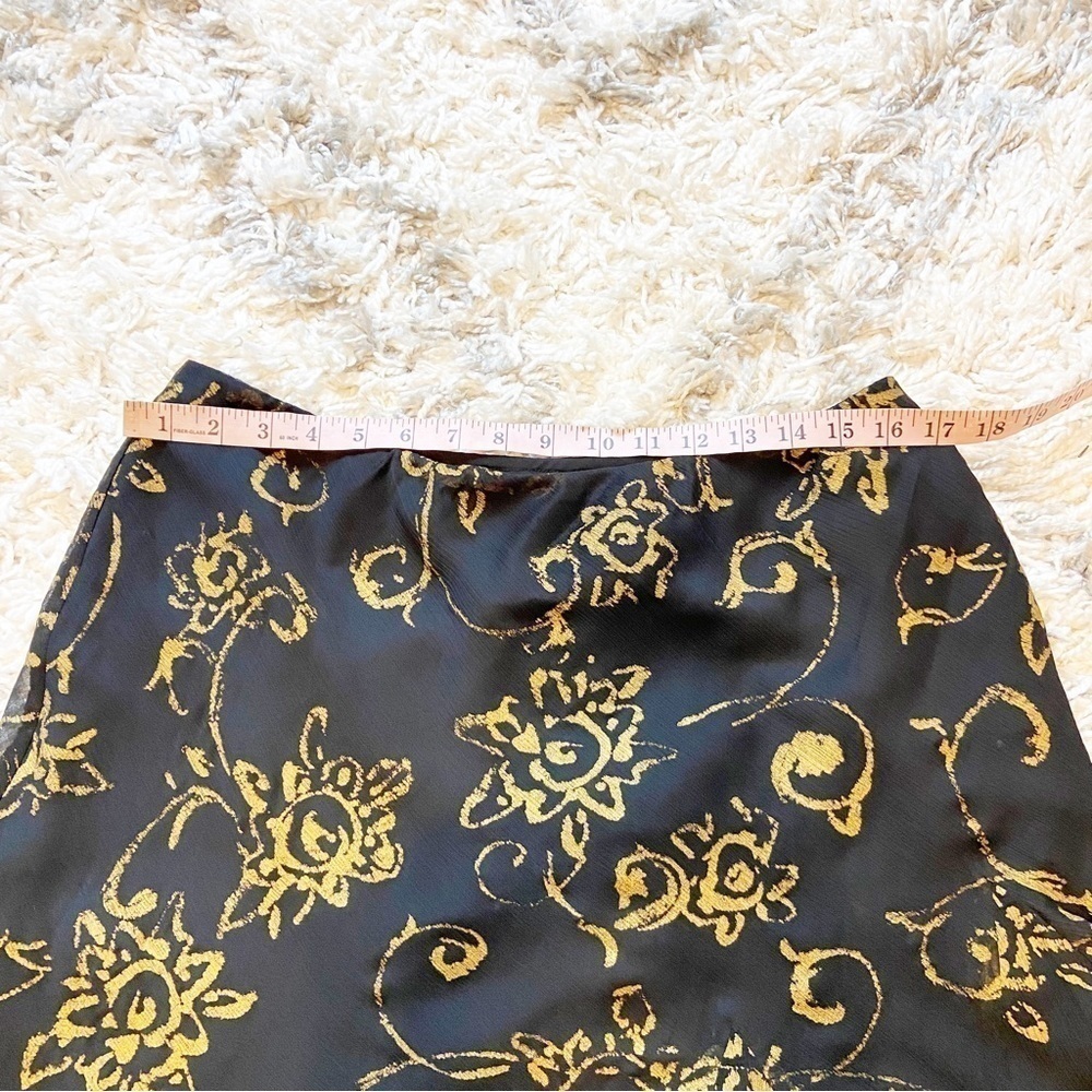 Lauren Ralph Lauren | Y2K Style Gold Floral Black A-Line Skirt Size Large - Picture 7 of 8